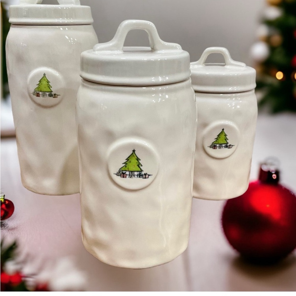 Rae Dunn Christmas Tree Canister set 2017 OG vintage holiday decor